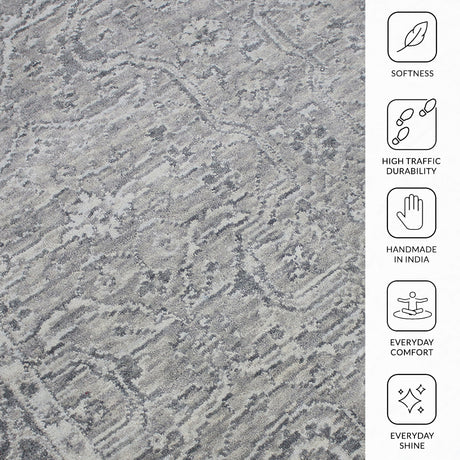 Amer Inara INA-10 Light Gray area rug - infographic view