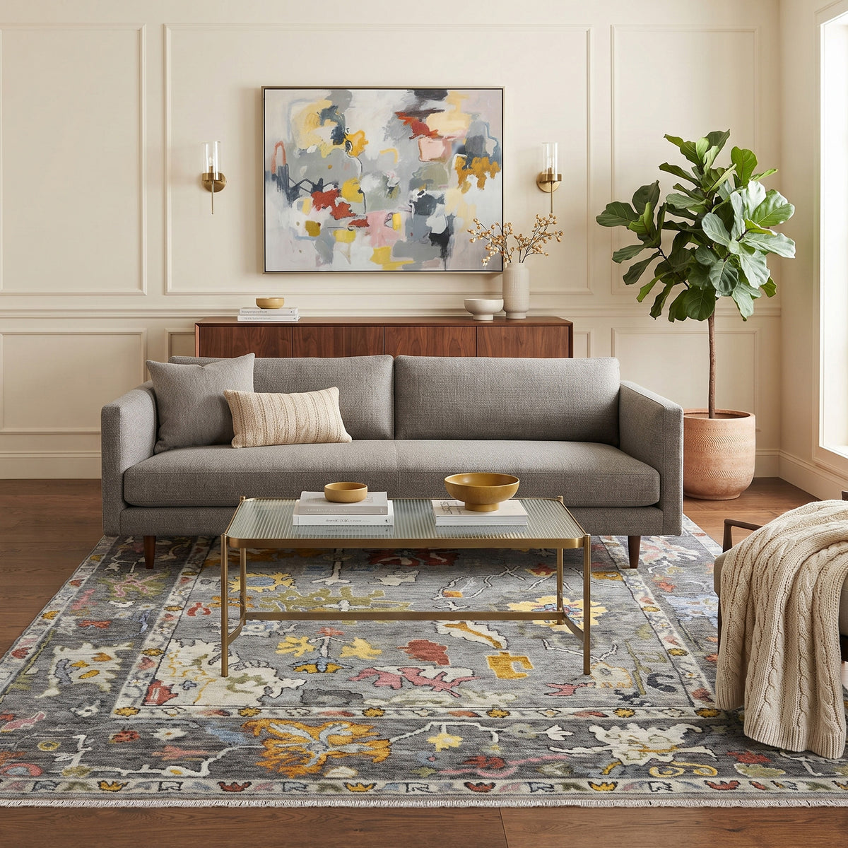 Amer Jaigarh JAI-17 Pigeon Gray / Pebble Gray area rug - lifestyle view