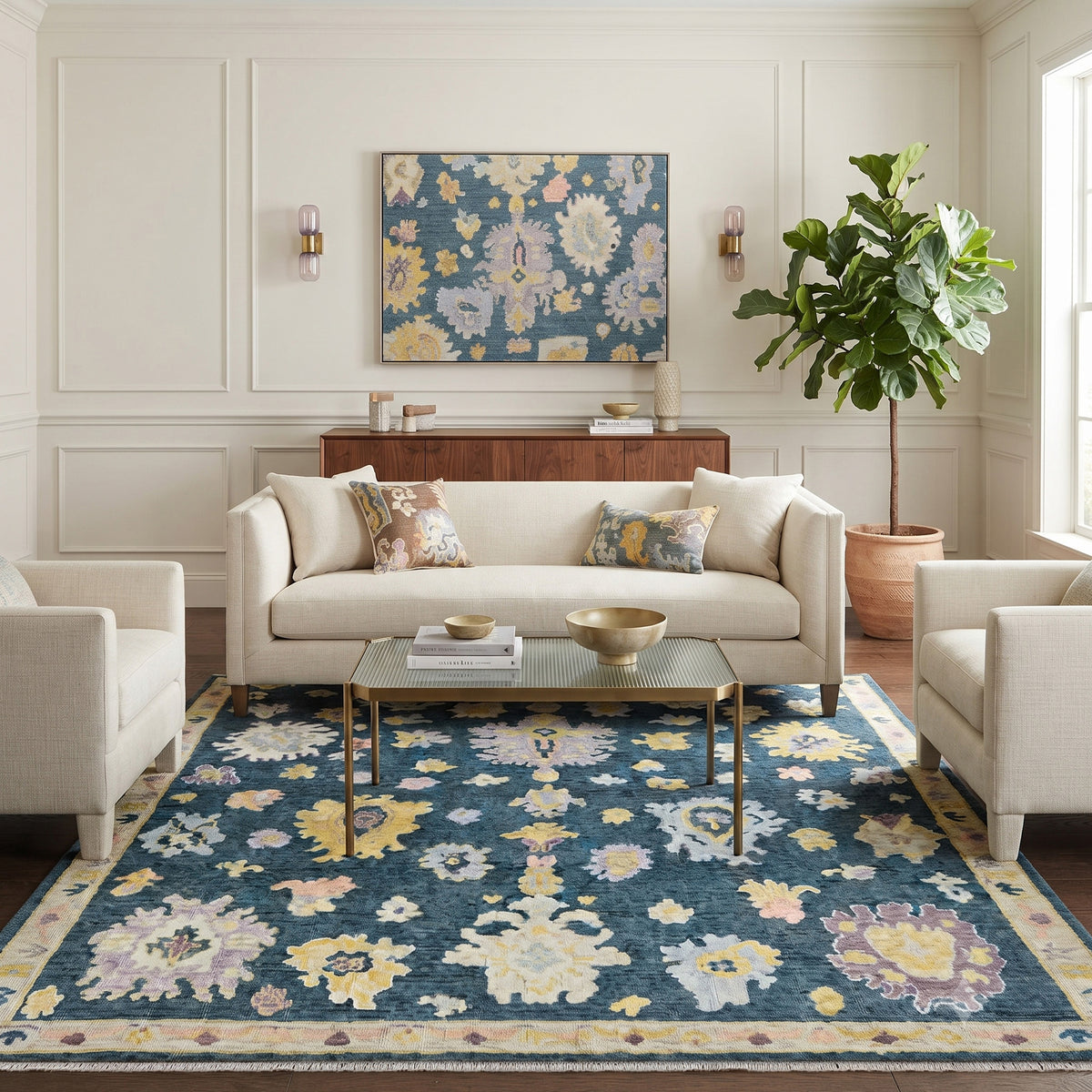 Amer Jaigarh JAI-20 Medium Blue area rug - lifestyle view