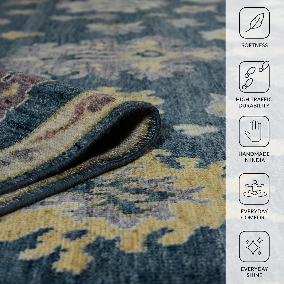 Amer Jaigarh JAI-20 Medium Blue area rug - infographic view