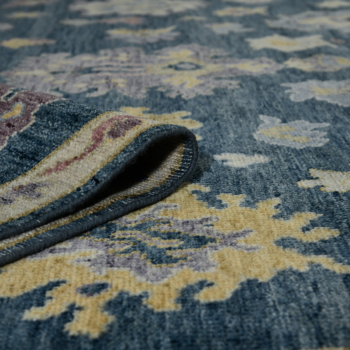 Amer Jaigarh JAI-20 Medium Blue area rug - rolled view