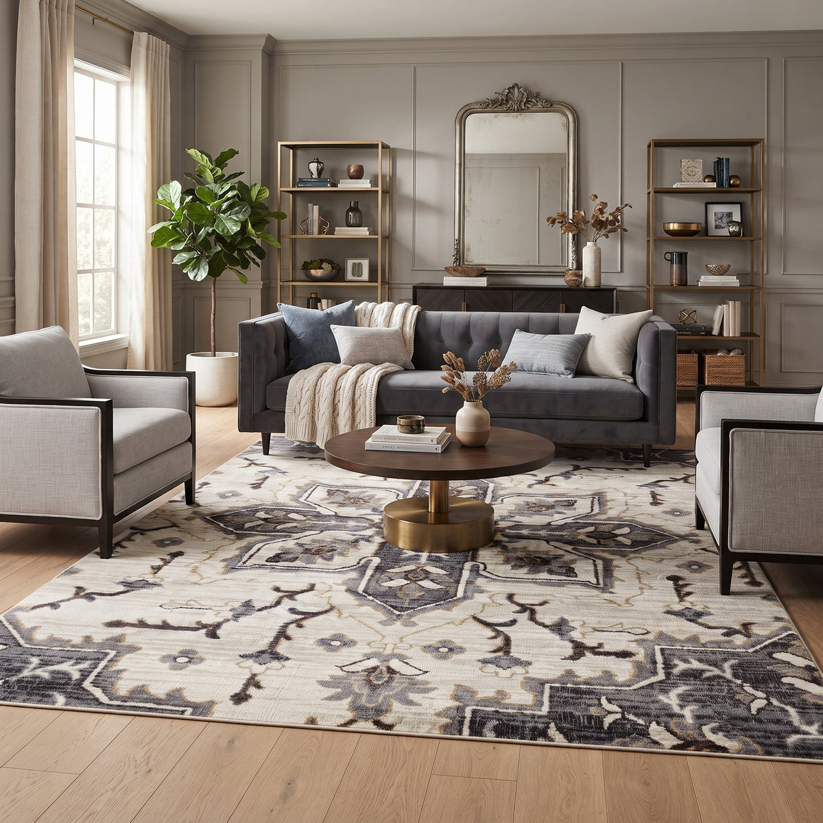 Amer Jordan JOR-10 Ivory / Blue area rug - lifestyle view