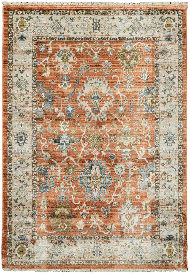 Dynamic Rugs Juno 6885 Power Loomed Traditional Rust/Ivory/Multi Rug - rectangular rug view
