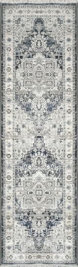 Dynamic Rugs Juno 6882 Dark Blue / Cream Rugs - runner view