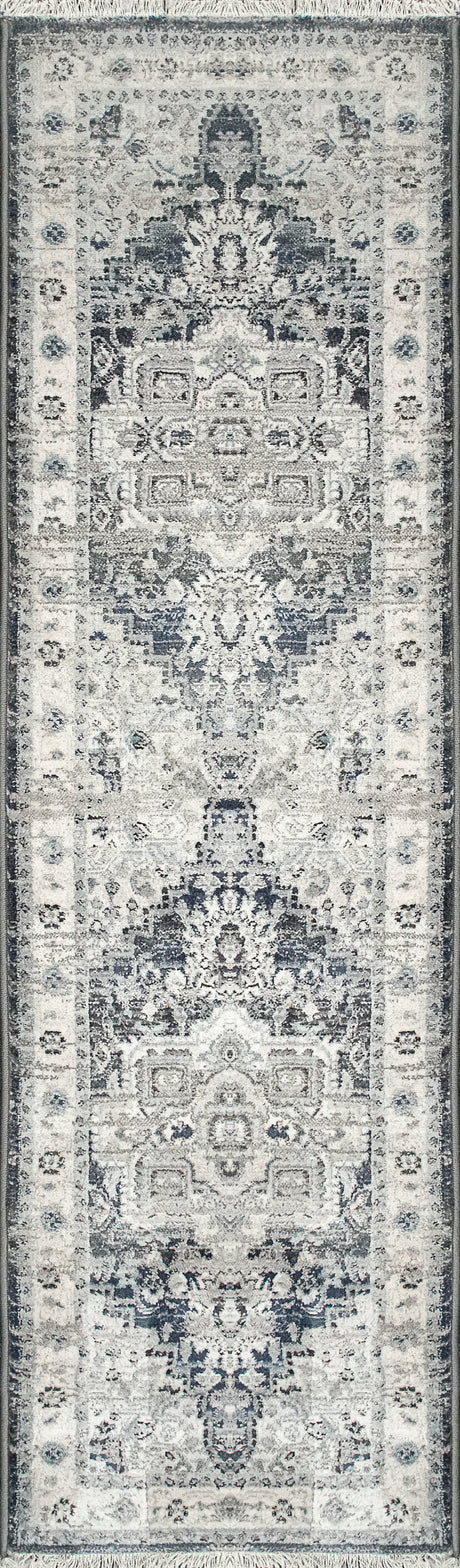 Dynamic Rugs Juno 6882 Dark Blue / Cream Rugs - runner view