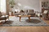 Modern rectangular rug with grey and beige woven pattern