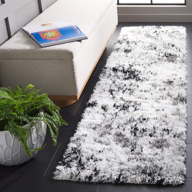 Safavieh Lindsay Shag Lns556G Grey/Black Ivory Rug.