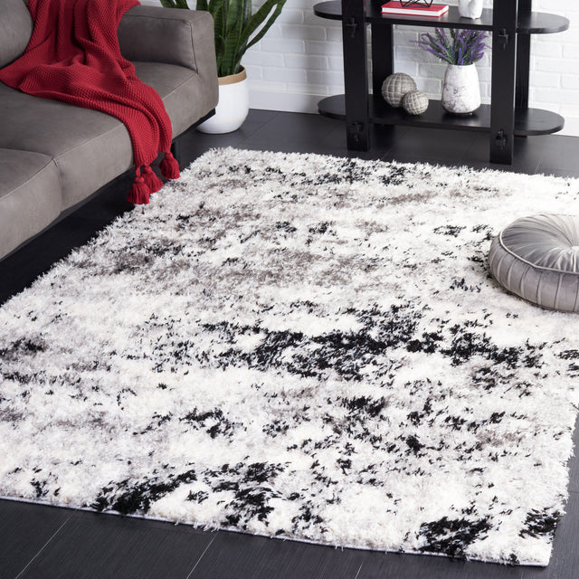 Safavieh Lindsay Shag Lns556G Grey/Black Ivory Rug.