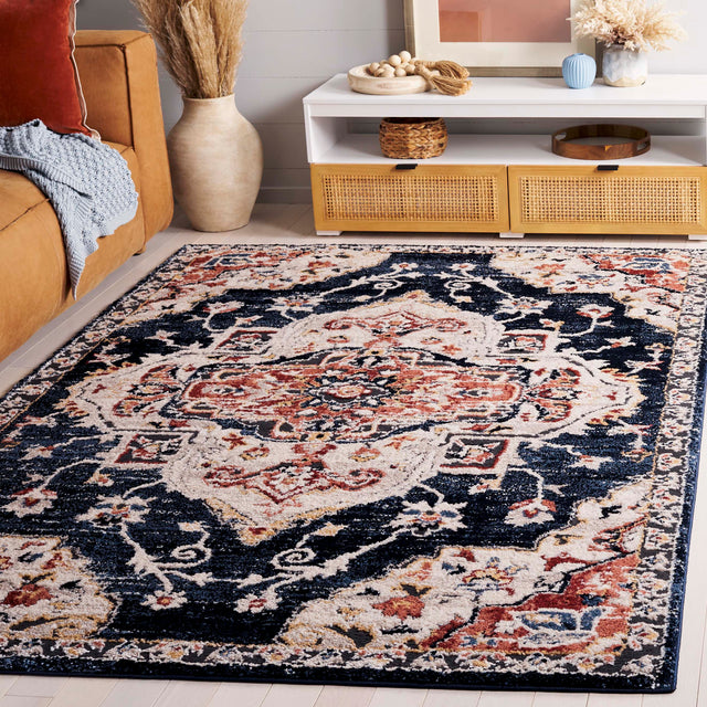 Safavieh Luna Lun111N Navy/Beige Rust Rug.