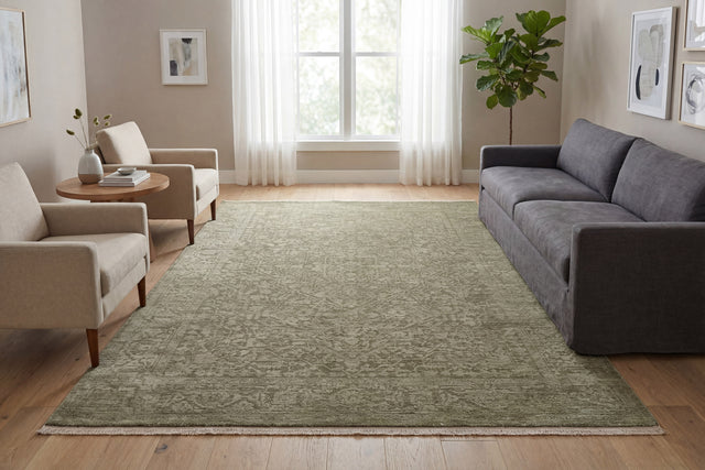 Dynamic Rugs Meadow 17973 Power Loomed Traditional Sage/Beige Rug