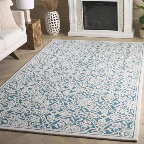 Safavieh Metro Met256L Teal/Ivory Rug.