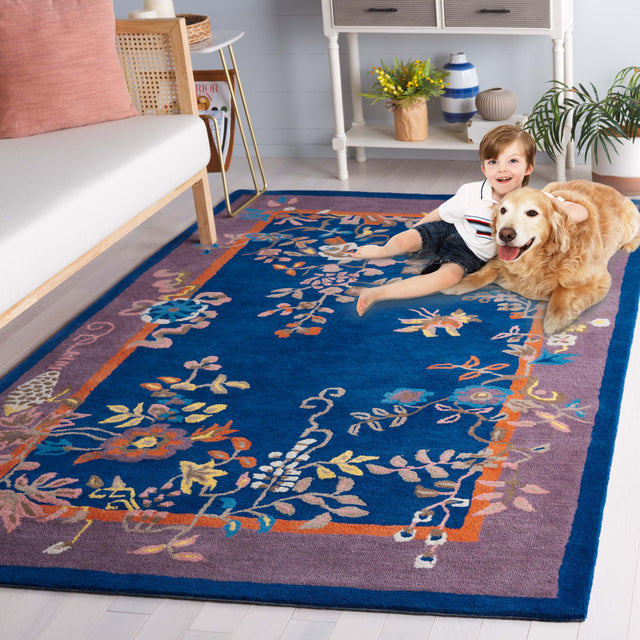 Safavieh Metro Met725N Navy/Brown Rug.