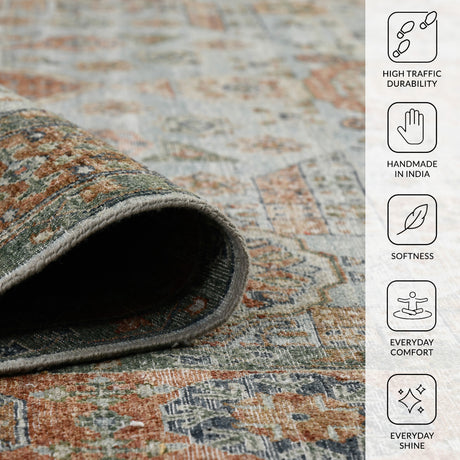 Amer Milano MIL-12 Baby Blue / Carrot area rug - infographic view