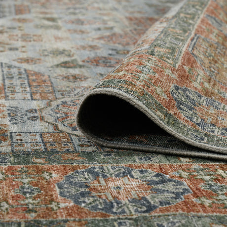 Amer Milano MIL-12 Baby Blue / Carrot area rug - rolled view