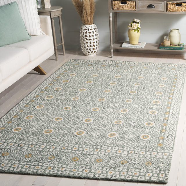 Safavieh Micro-Loop Mlp801Y Green/Ivory Rug.