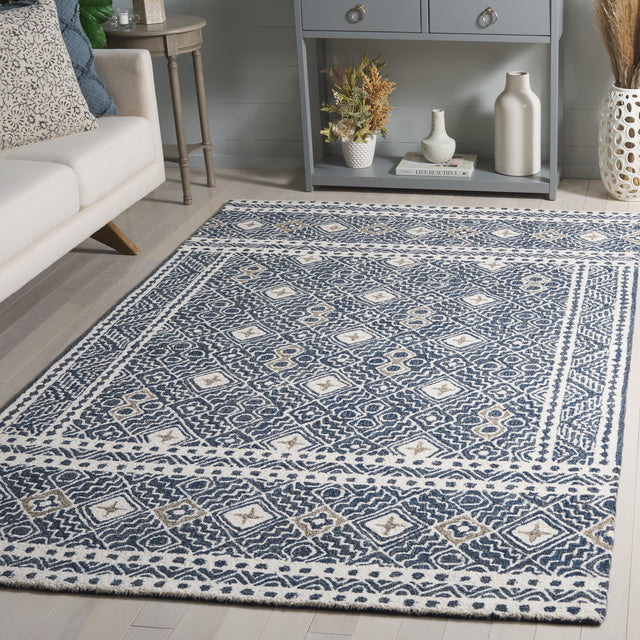 Safavieh Micro-Loop Mlp803N Navy/Ivory Rug.