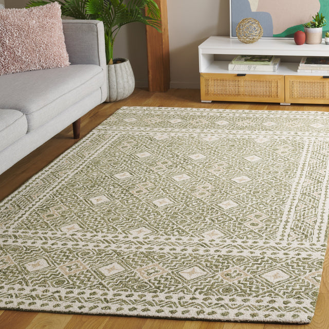 Safavieh Micro-Loop Mlp803Y Green/Ivory Rug.