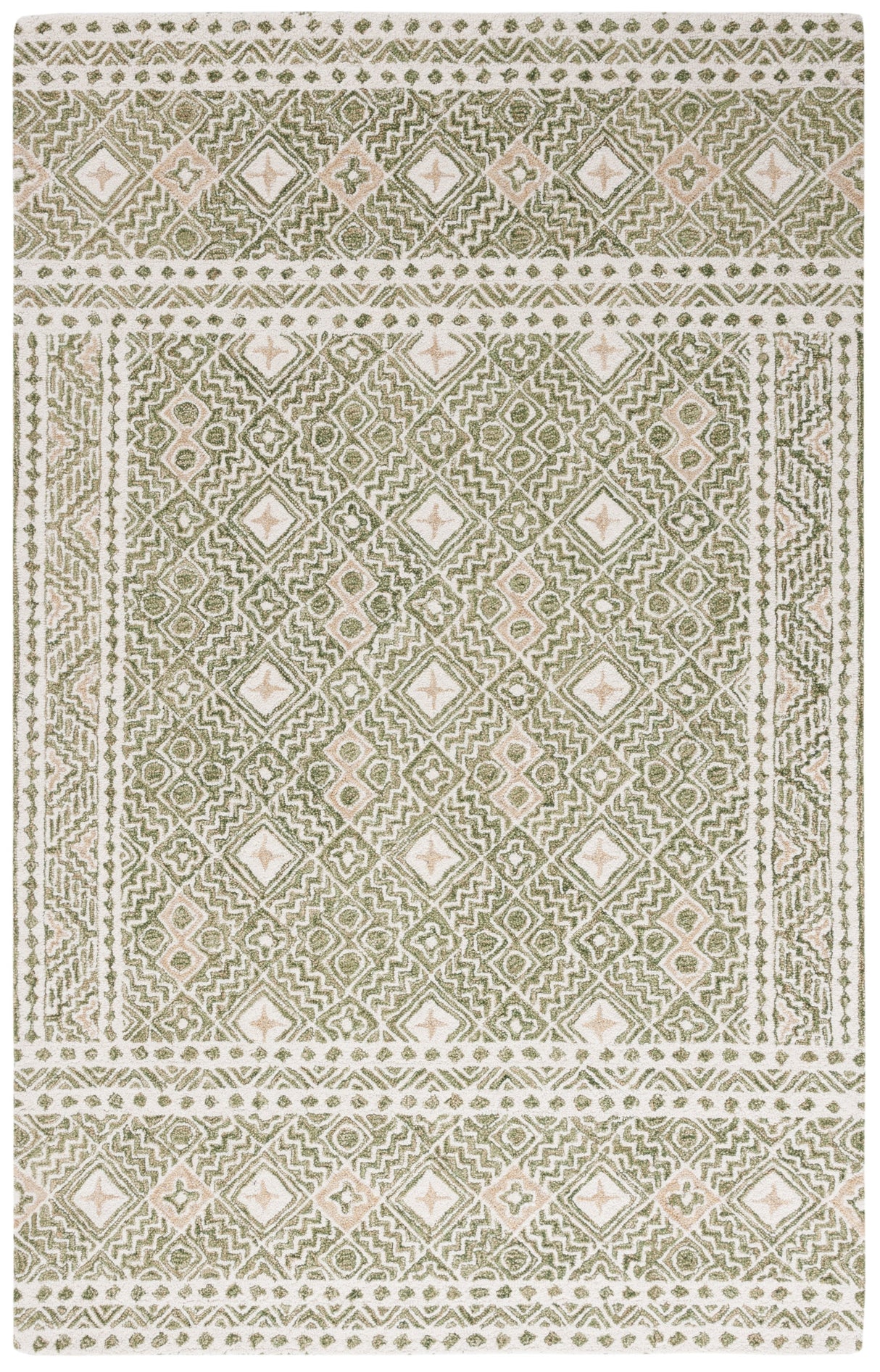Safavieh Micro-Loop Mlp803Y Green/Ivory Rug.