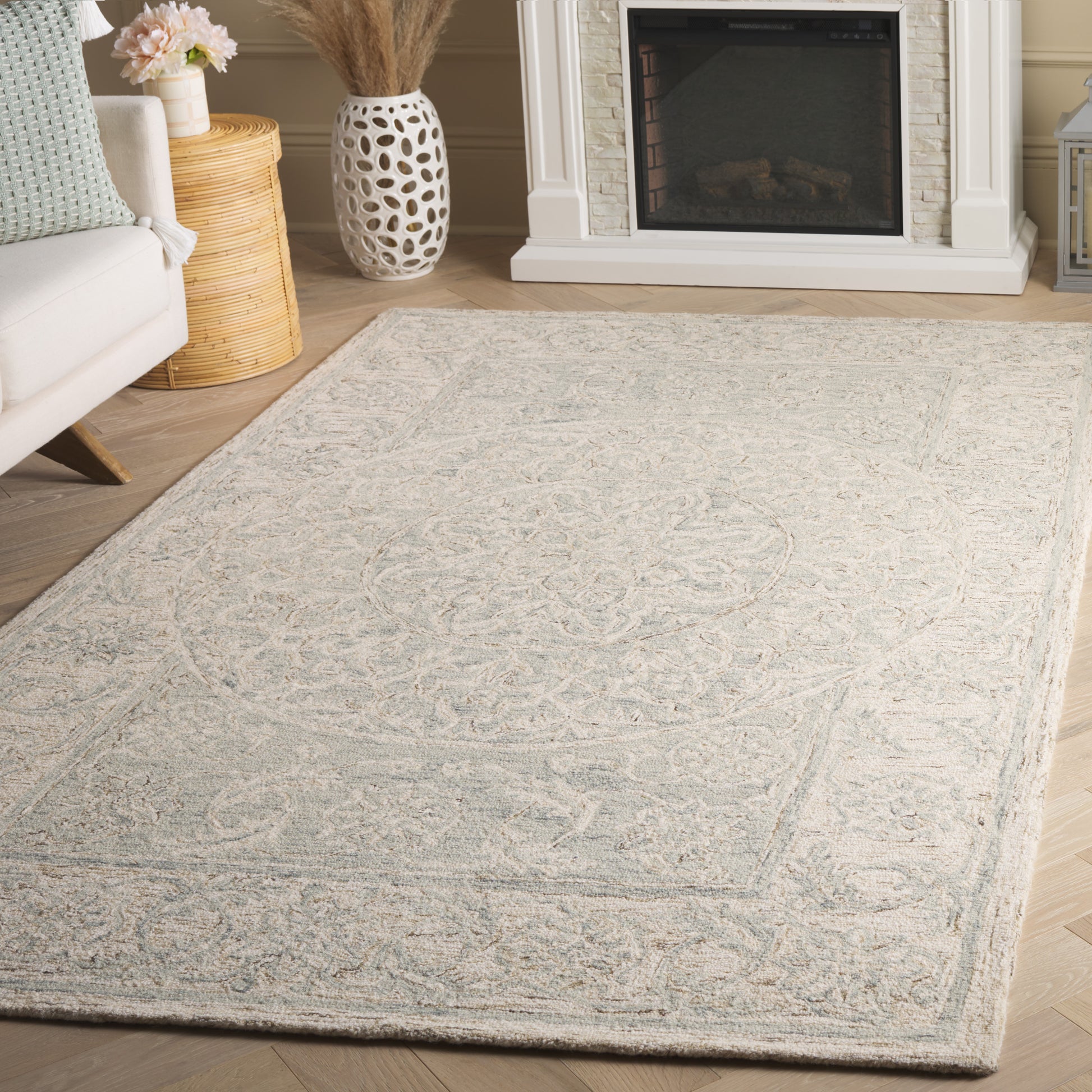 Safavieh Micro-Loop Mlp925L Light Blue/Beige Area Rug