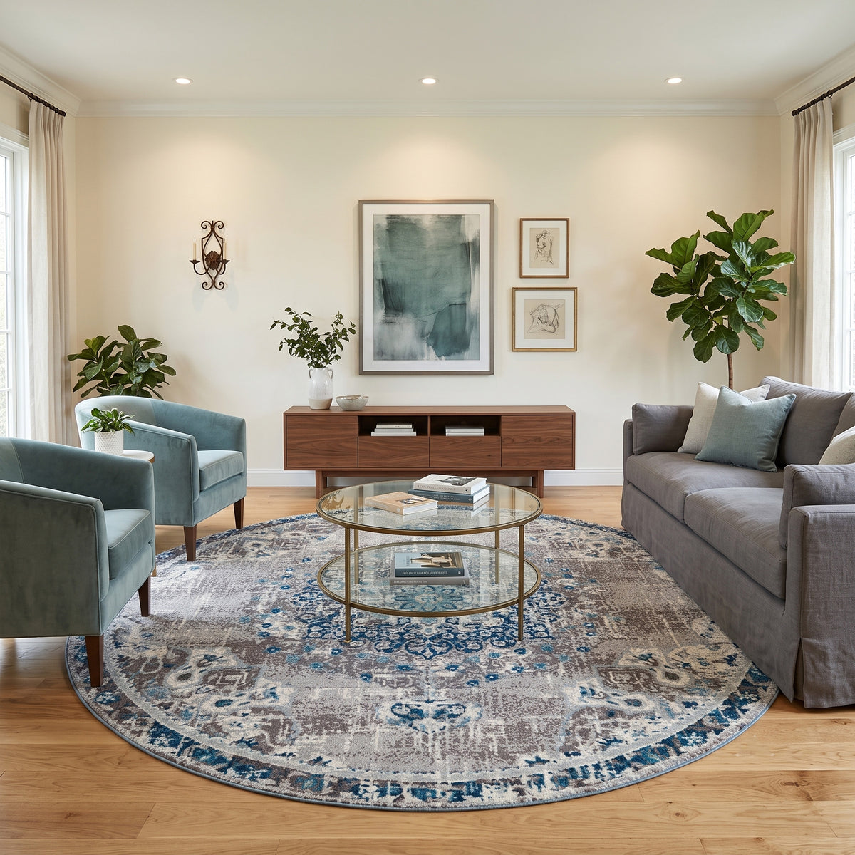 Amer Montana MON-14 Teal area rug - lifestyle view