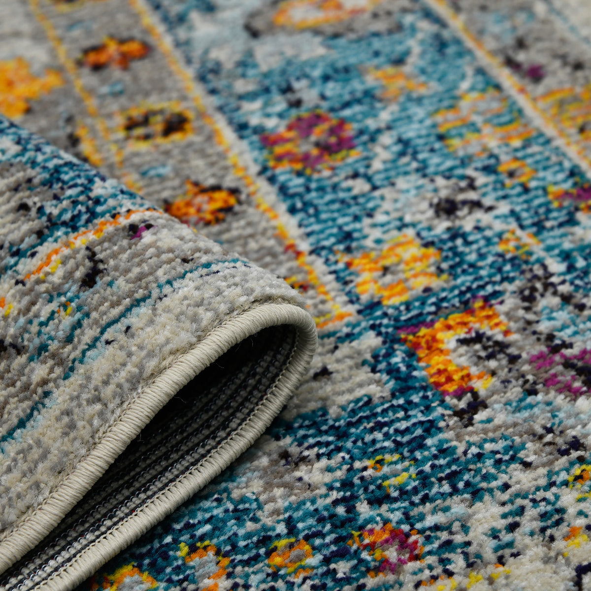 Amer Montana MON-6 Blue / Orange area rug - rolled view