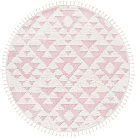 Safavieh Moroccan Tassel Shag Mts688U Ivory/Pink Rug.