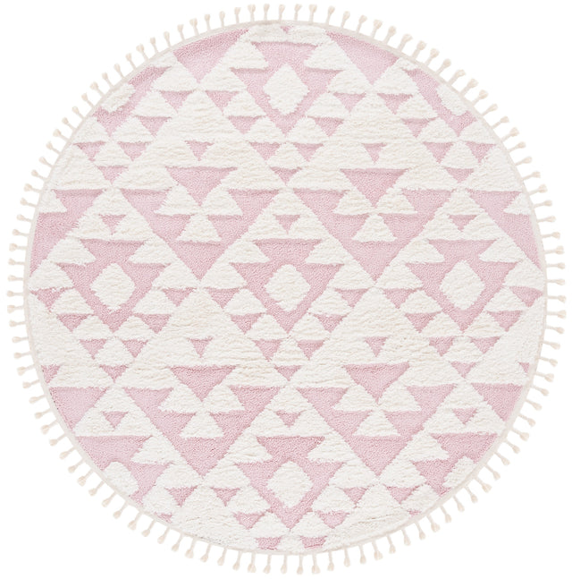 Safavieh Moroccan Tassel Shag Mts688U Ivory/Pink Rug.