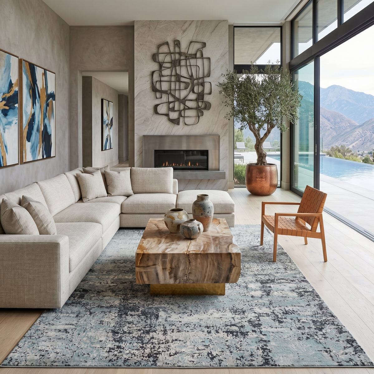 Amer Mystique MYS-27 Grayish Blue area rug - lifestyle view
