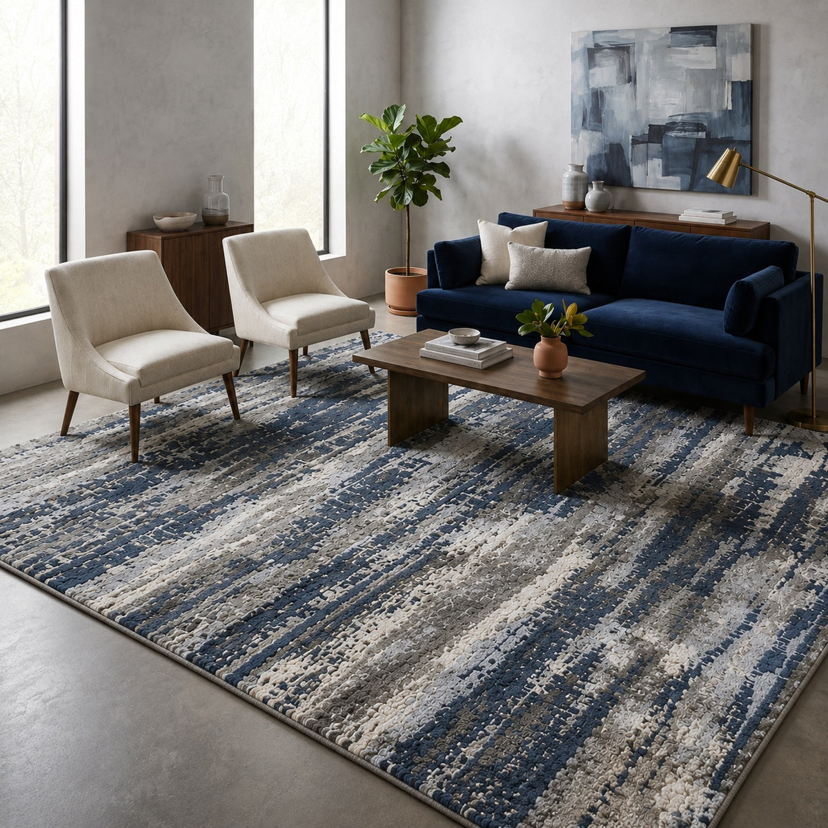 Amer Mystique MYS-48 Blue area rug - lifestyle view
