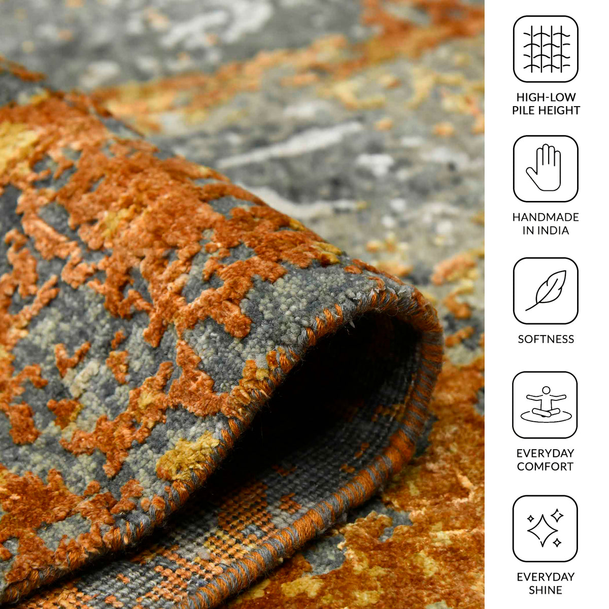 Amer Mystique MYS-14 Orange area rug - infographic view