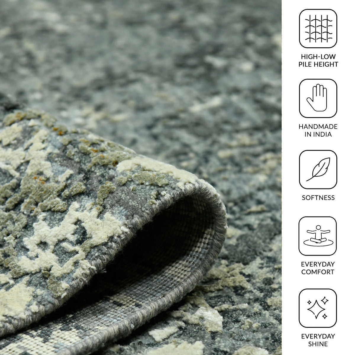 Amer Mystique MYS-23 Cool Gray area rug - infographic view