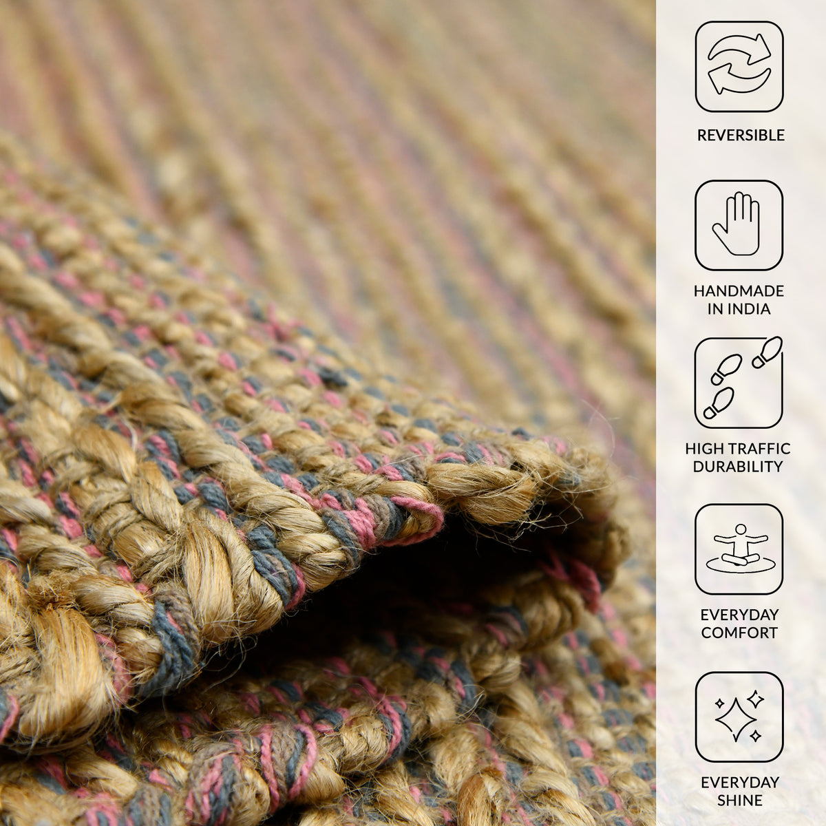 Amer Naturals NAT-4 Pink area rug - infographic view