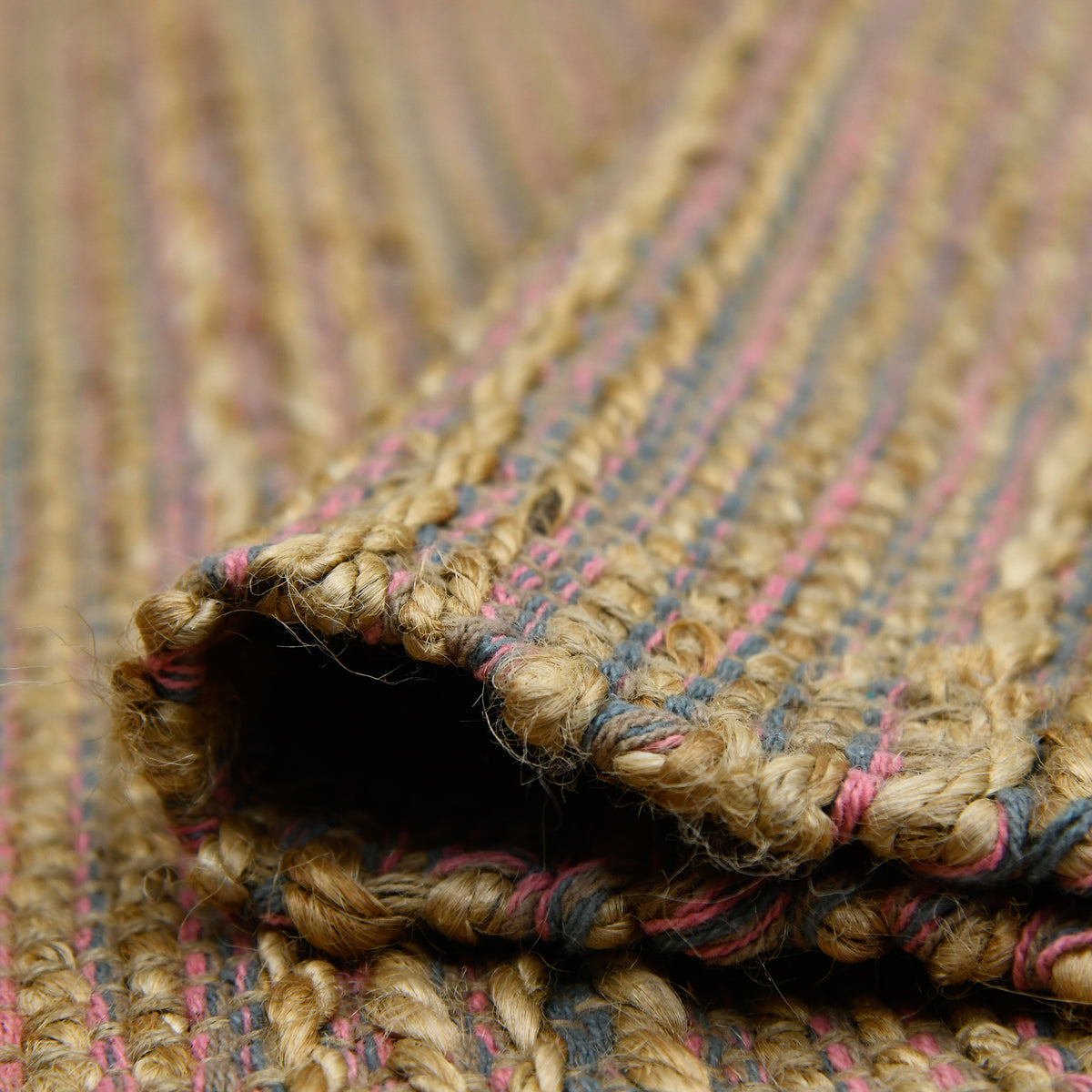 Amer Naturals NAT-4 Pink area rug - rolled view