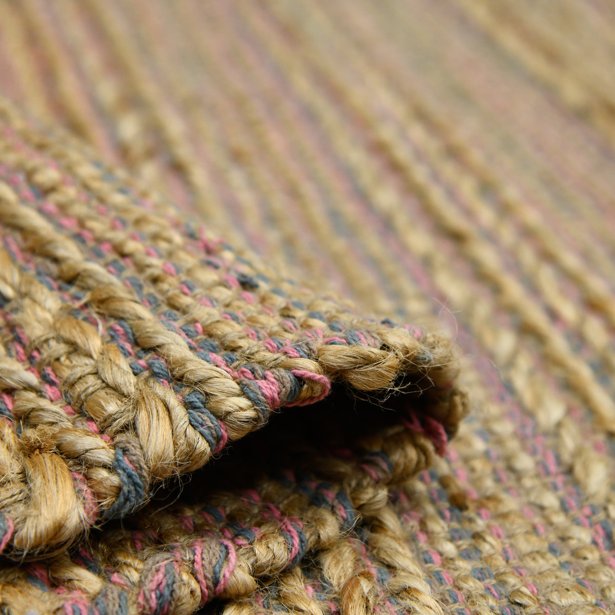 Amer Naturals NAT-4 Pink area rug - rolled view