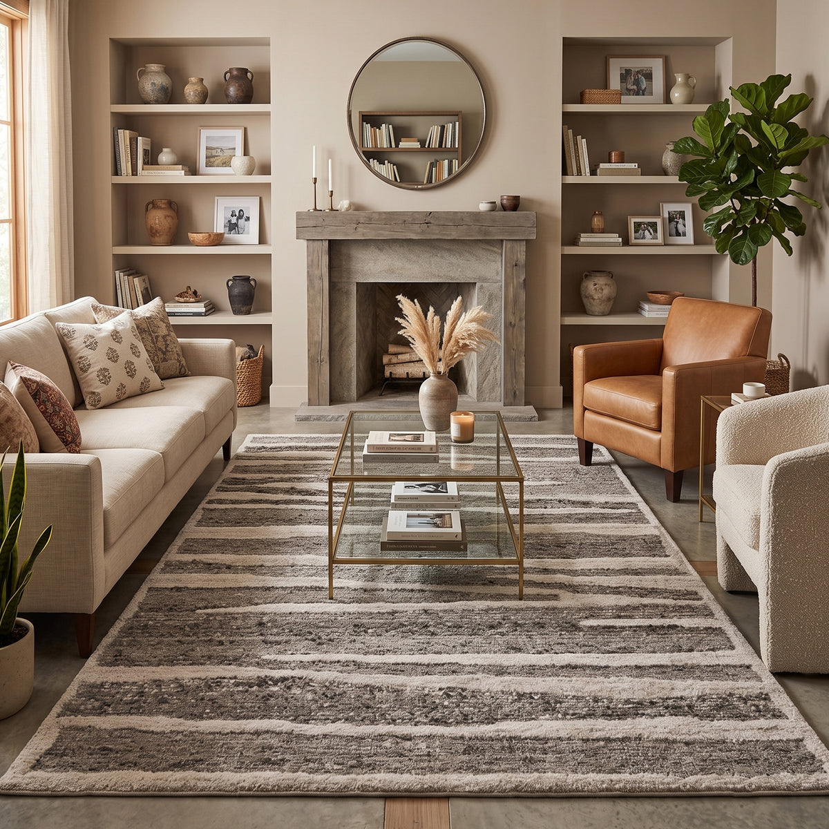 Amer Nimbus NIM-7 Beige Brown area rug - lifestyle view