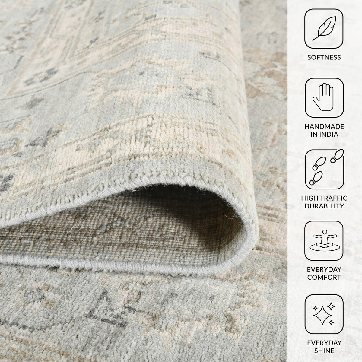 Amer Nuit Arabe NUI-134 Ice Blue area rug - infographic view