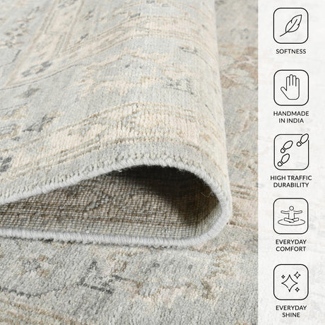 Amer Nuit Arabe NUI-134 Ice Blue area rug - infographic view