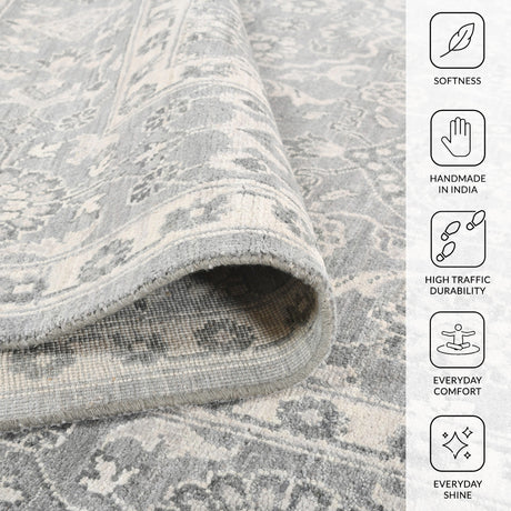 Amer Nuit Arabe NUI-129 Ice Blue area rug - infographic view