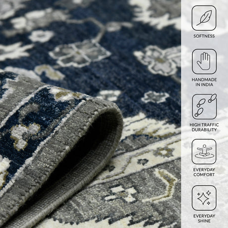 Amer Nuit Arabe NUI-2 Santas Gray area rug - infographic view