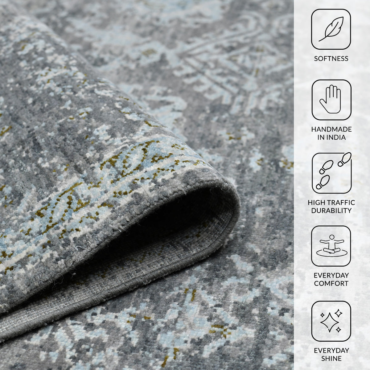 Amer Nuit Arabe NUI-22 Silver Sand area rug - infographic view