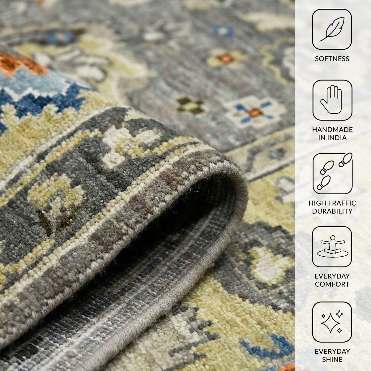 Amer Nuit Arabe NUI-46 Warm Taupe / Mellow area rug - infographic view