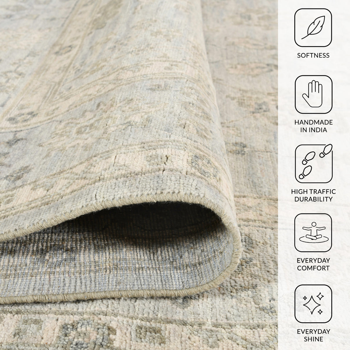 Amer Nuit Arabe NUI-6 Ice Blue area rug - infographic view