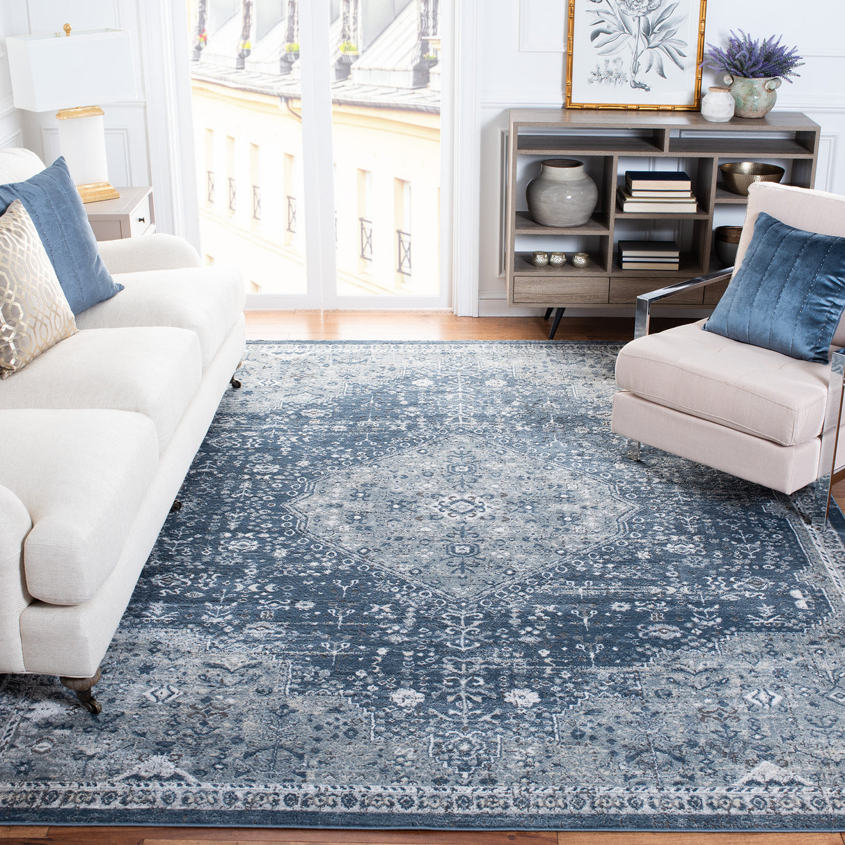 Safavieh Oregon Ore858N Navy/Ivory Rug.