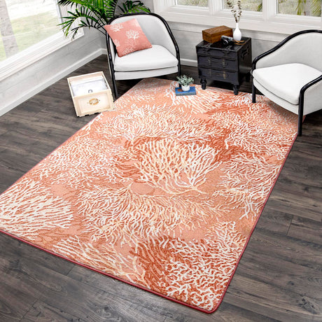 American Dakota Oceanic Blooms Coral Rug