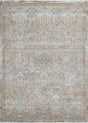 Transitional power loomed rug, rust, blue, and multi medallion pattern, rectangular
