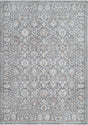 Traditional rectangle rug with dark grey and silver geometric medallion pattern