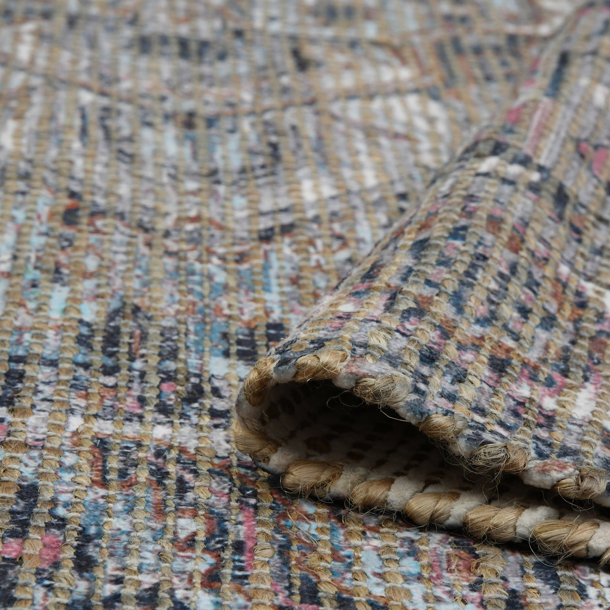 Amer Prairie PRE-5 Light Blue / Pink area rug - rolled view