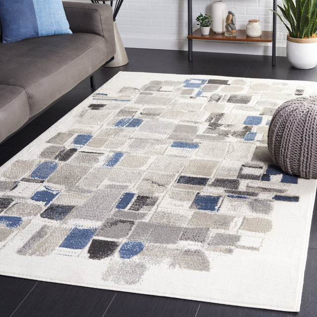 Safavieh Pyramid Pyr229A Ivory/Grey Navy Rug.