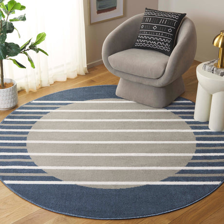 Safavieh Pyramid Pyr232N Grey/Ivory Navy Rug.