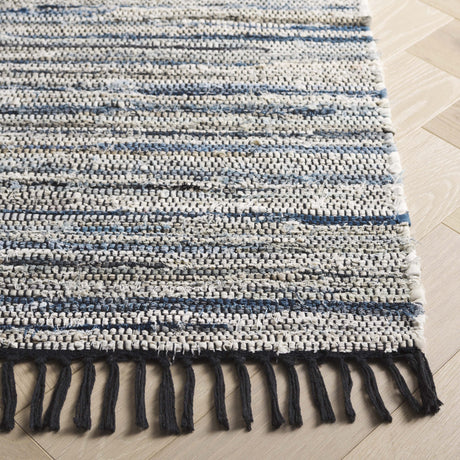 Safavieh Rag Rug Rar301L Light Blue/Black Rug.